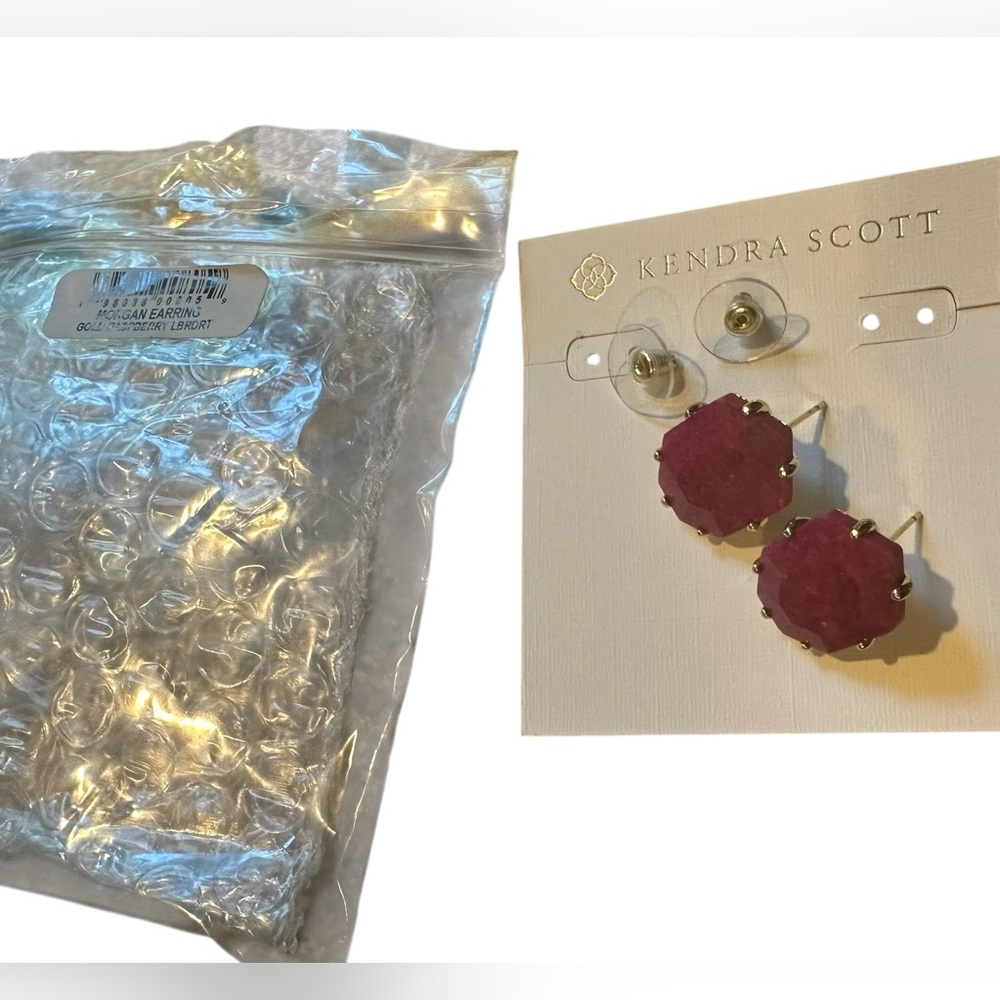 Kendra Scott Raspberry Labradorite Gold‎ Morgan Stud Earrings NEW - Picture 5 of 7